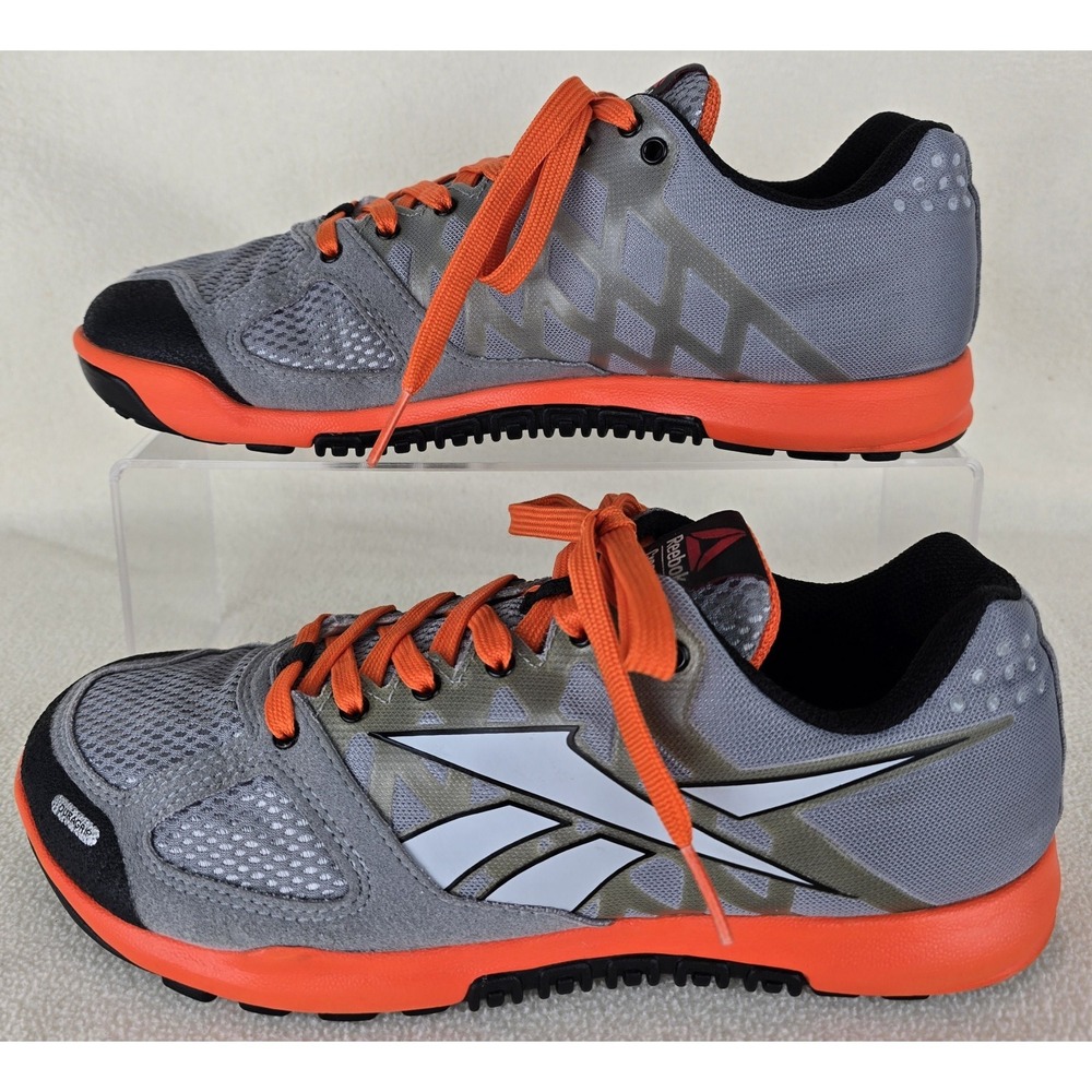 Reebok Crossfit Men Sz 6 Nano 2.0 Shoes Sneaker Gray Orange Training Traction 38 - Picture 2 of 9